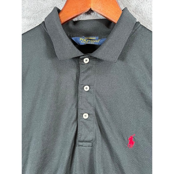 Ralph Lauren Golf Polo Shirt Mens Medium Black Performance Pony Logo Stretch - Picture 6 of 11